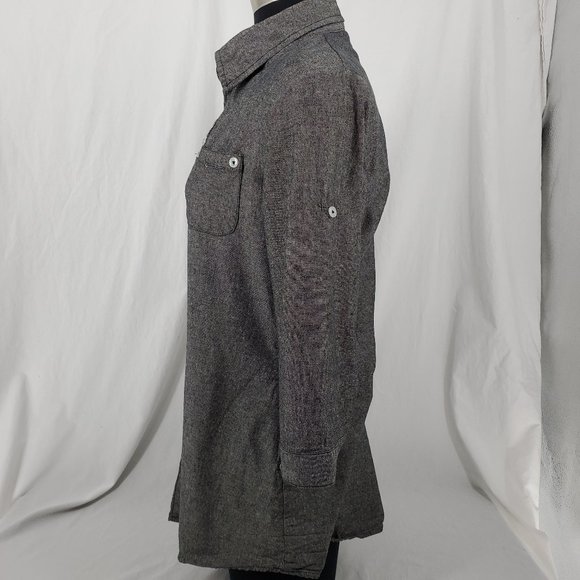 JL❤ Button Front Collared Shirt Gray Womens Large - Picture 4 of 14